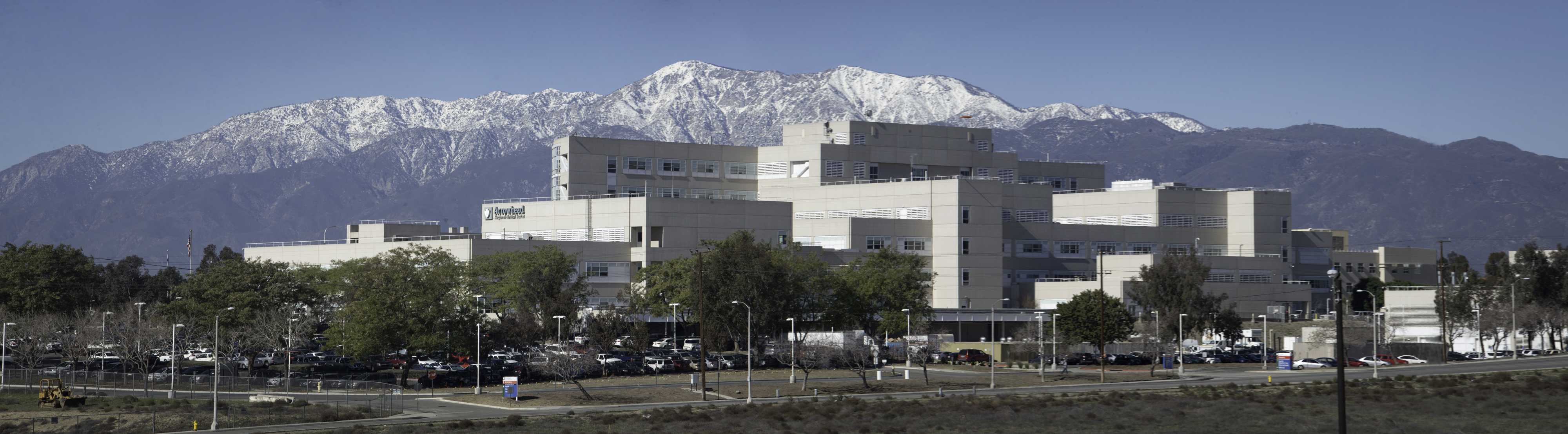 Arrowhead Regional Medical Center with snow-capped mountains